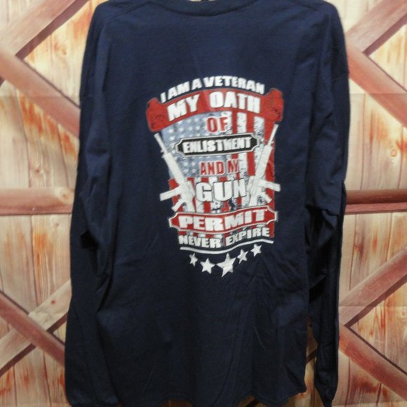 Gildan Other - Veteran Oath  Flag graphic long sleeve Military theme Quote T~NWOT~Nice